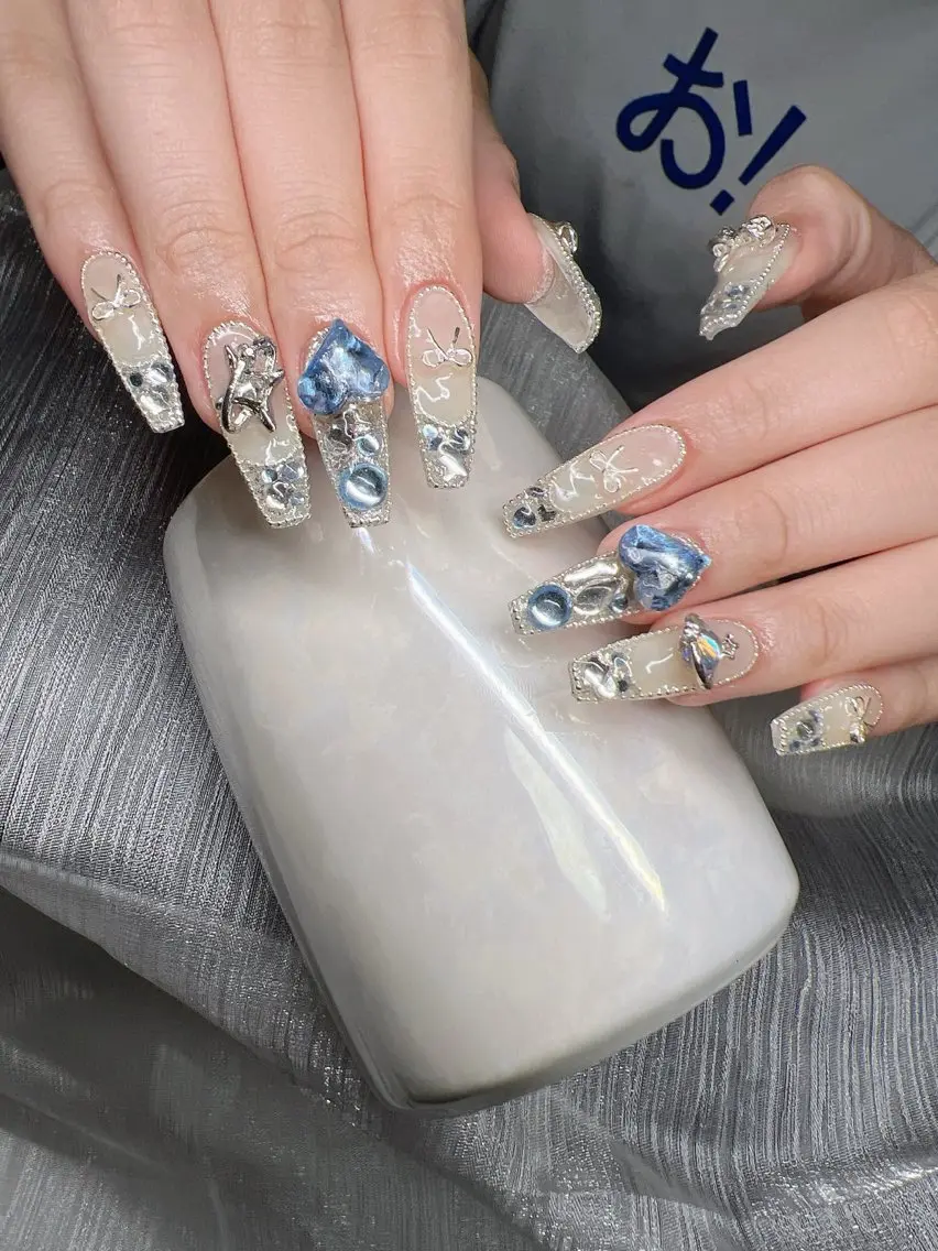 ネイル 長さ出し グラデーション キラキラネイル マグネットネイル ミラーネイル Lee Nails チップ長さだし専門店のネイルデザイン