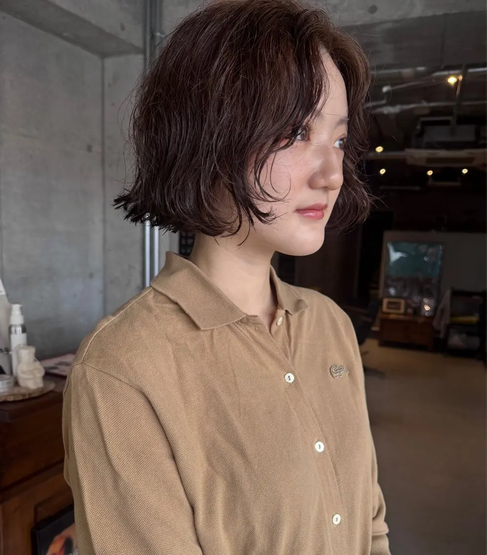 ミディアム カラー パーマ ミディアムパーマ カット ヘアカラー パーマ トリートメント カラー/パーマ/ 鎌田健/渋谷のヘアスタイル