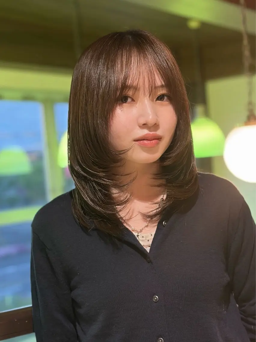 ミディアム レイヤーカット 似合わせカット 小顔カット カット 岡大前ハッシュカット ×髪質改善/松島大己のヘアスタイル