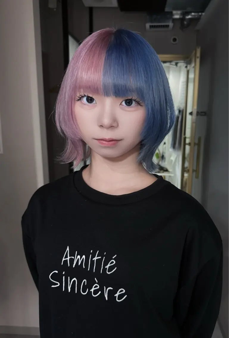 セミロング ウルフカット カット ヘアカラー TAIRA横浜ウルフ 🐺デザインカラーのヘアスタイル