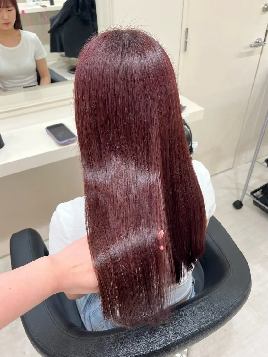 ロング カラー ヘアアレンジ 韓国レイヤー&ピンク 艶髪🩶maikoのヘアスタイル