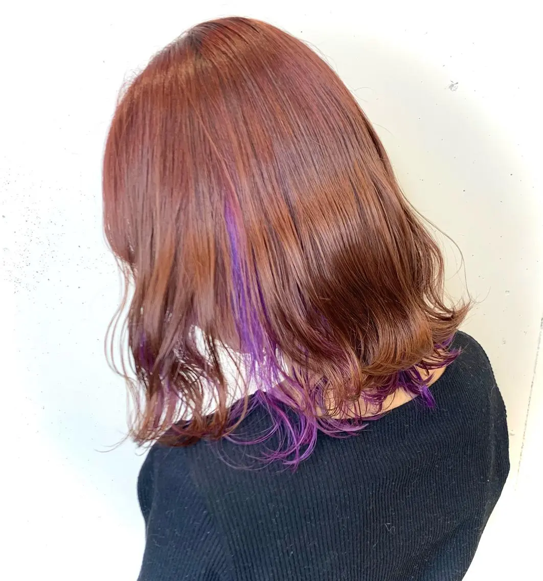 ミディアム カラー ヘアアレンジ インナーカラー マツオカ マコのヘアスタイル