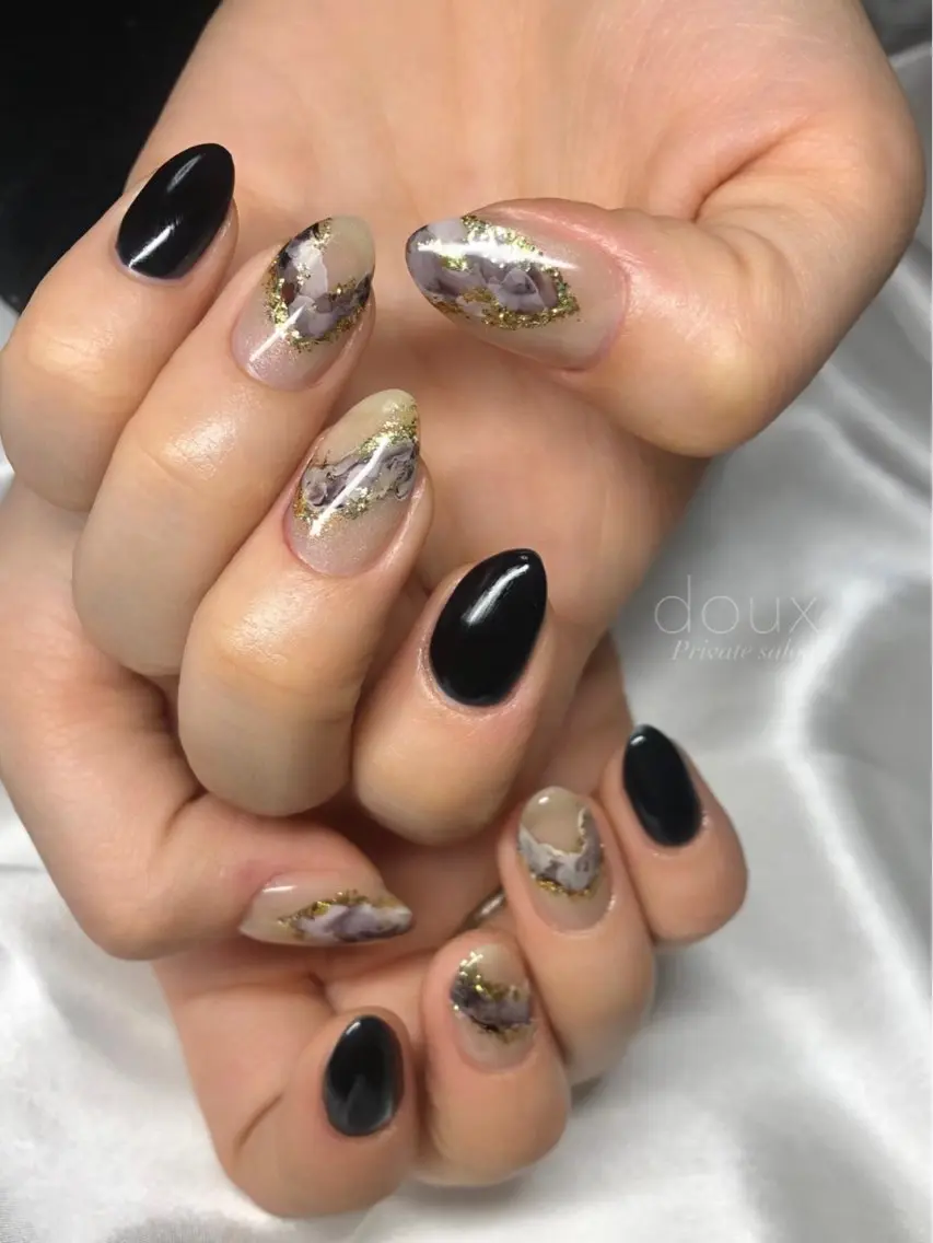 ネイル アートネイル 韓国ネイル マグネットネイル 大理石ネイル(マーブル) ニュアンスネイル doux. nailのネイルデザイン