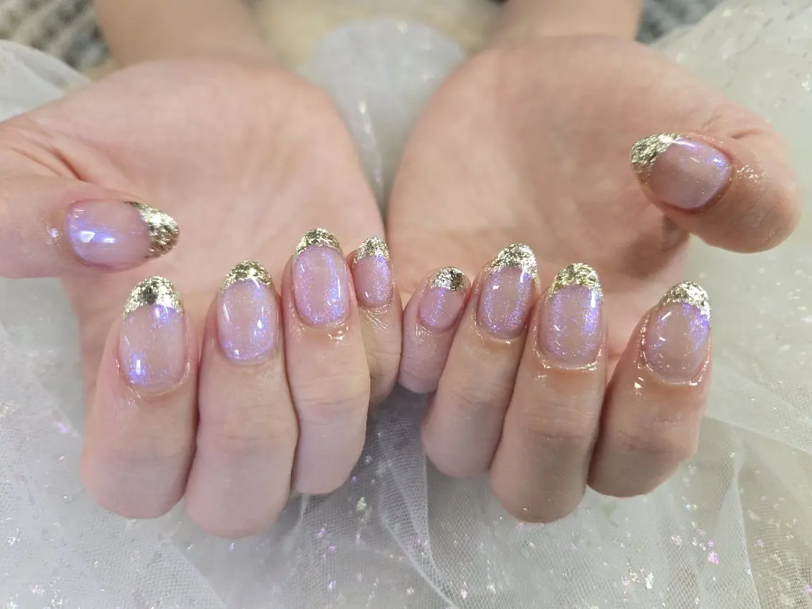ネイル フレンチネイル ガラスフレンチ アンクル高円寺💅 鈴木のネイルデザイン