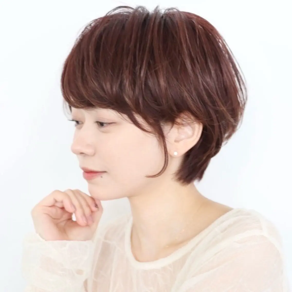 ショート カラー パーマ 丸みショート ショートヘア Memoriese 表参道のヘアスタイル