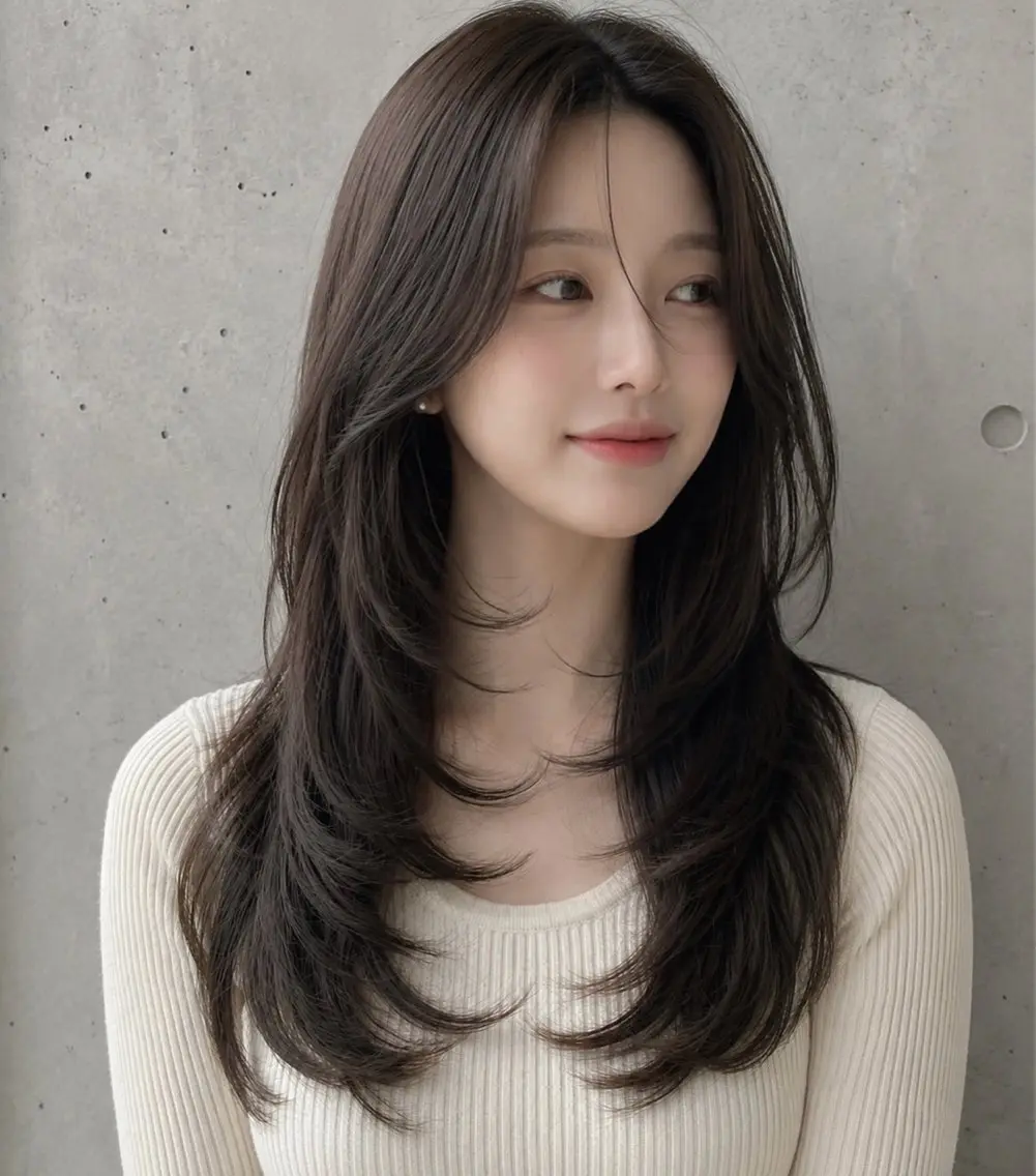 セミロング カラー ヘアアレンジ グレージュ くびれヘア 顔まわりレイヤー ハッシュカット 韓国風ヘア カット ヘアカラー トリートメント 🌫️大人韓国ヘア 🌫️naoyaのヘアスタイル
