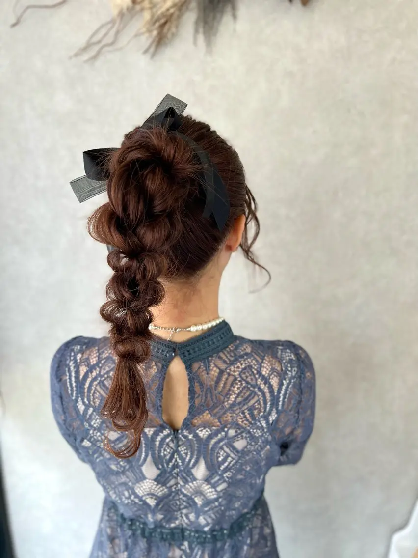 ヘアアレンジ ポニーテール 結婚式・ブライダル ヘアセット 伊藤 栄子のヘアスタイル