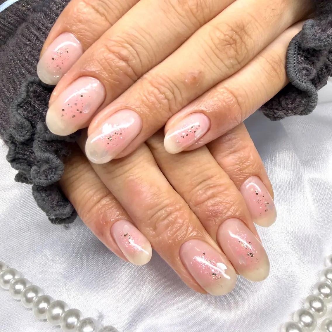 ネイル チークネイル 桜ネイル yuri .のネイルデザイン