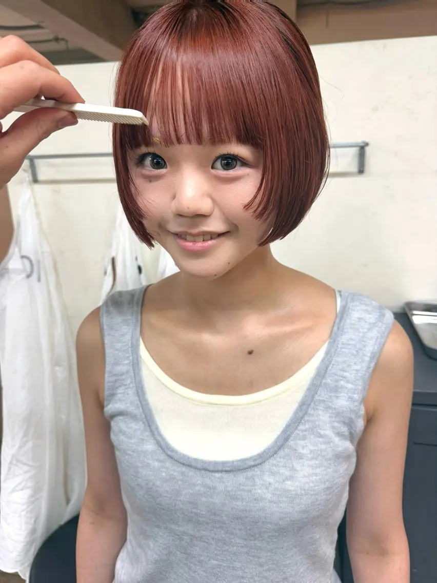 ショート カラー ボブ カット ヘアカラー トリートメント 森貴裕/ベージュ/ パーマ/オリーブのヘアスタイル