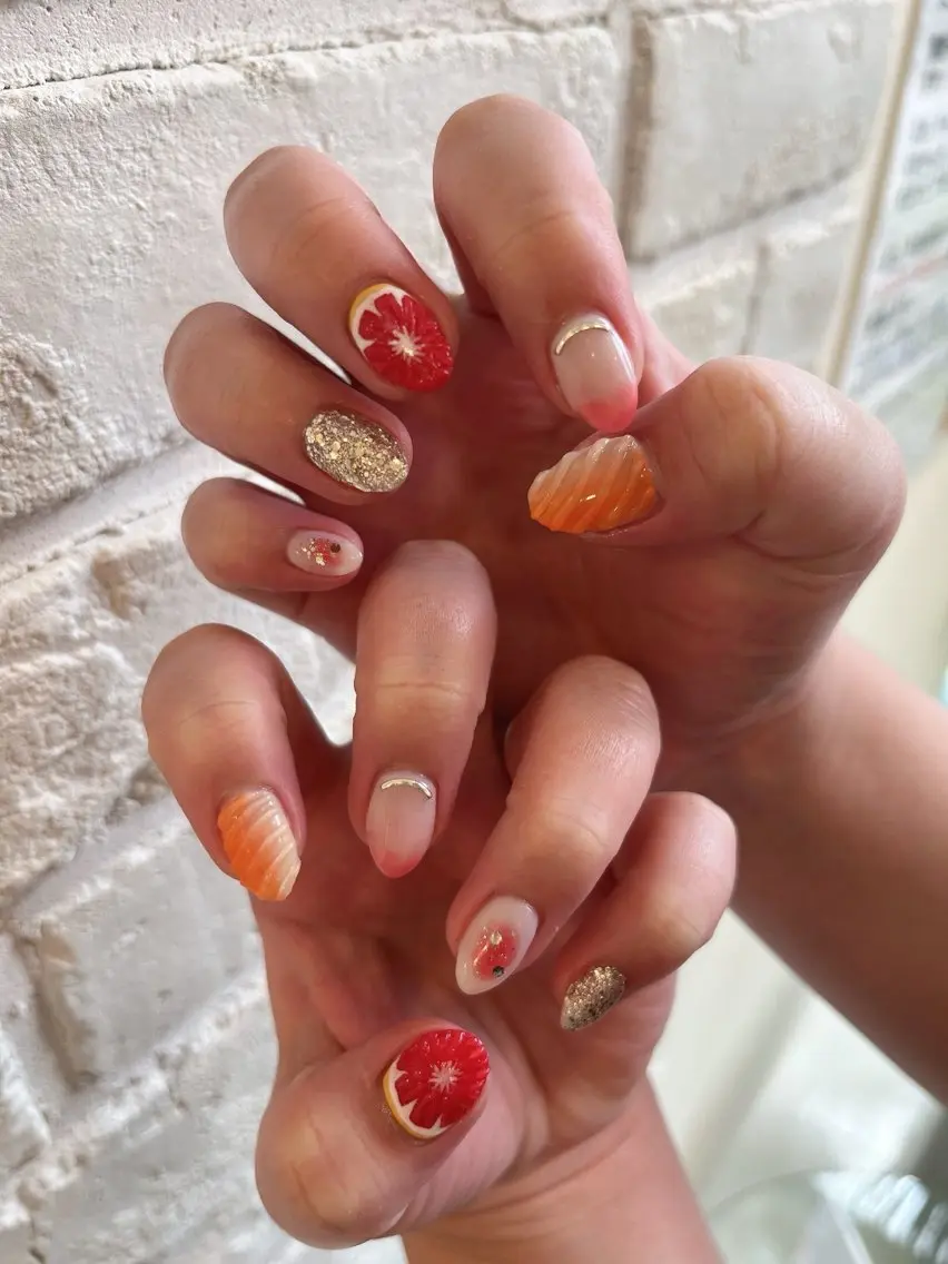 ネイル チークネイル 持ち込み 夏ネイル ❀pom nail❀ aya.のネイルデザイン
