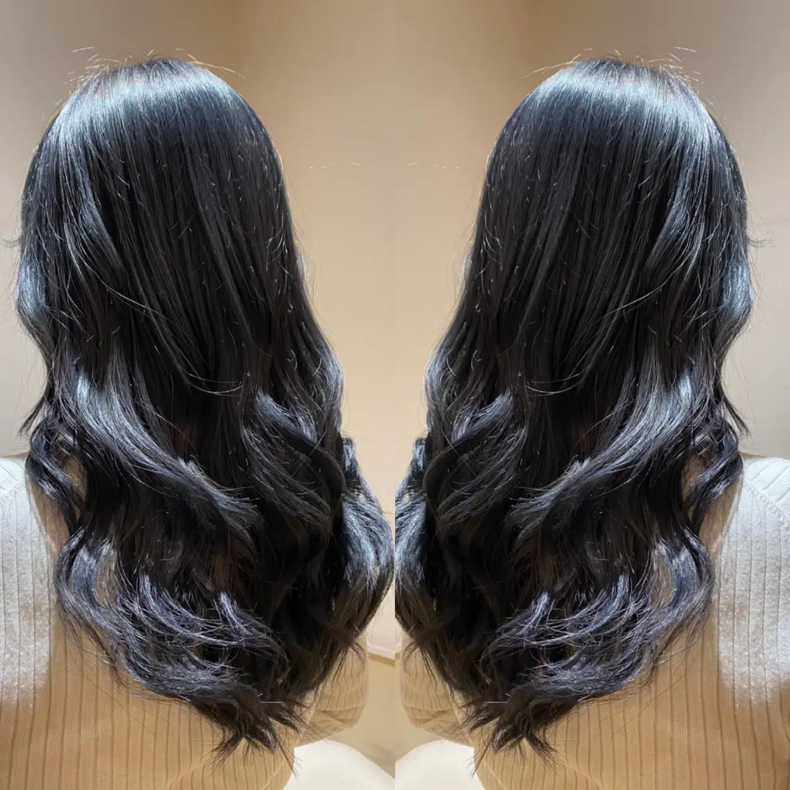 セミロング カラー ブルーカラー ブルーグレー ブルーグレージュ グレージュ 韓国🇰🇷 ✂︎hair 内田愛のヘアスタイル