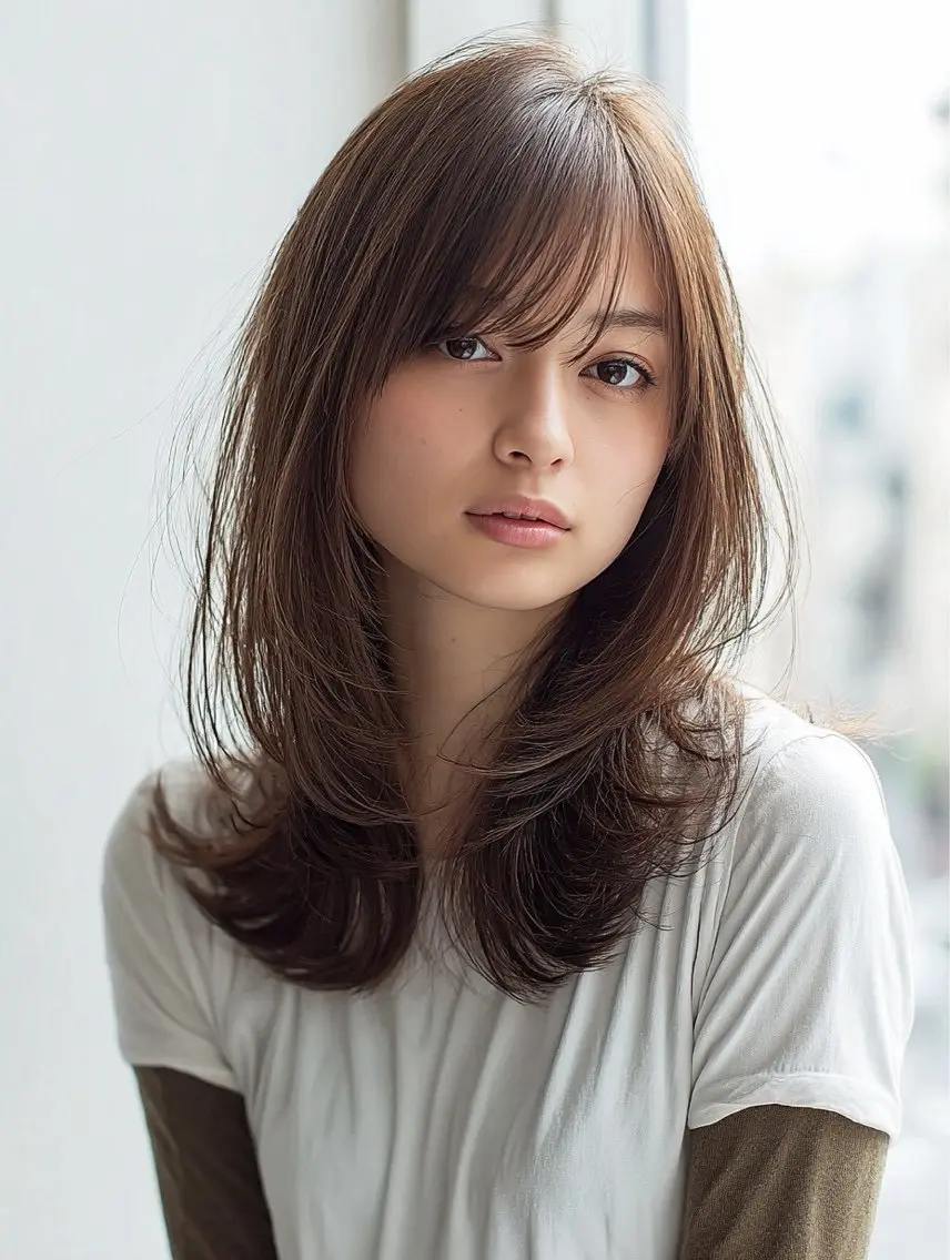 ロング 縮毛矯正 絶対綺麗な暖色カラー 🎯あります✨増渕✨のヘアスタイル