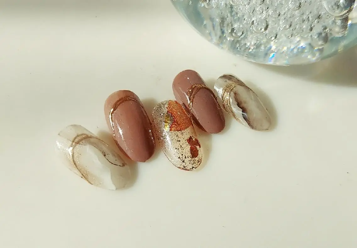 ネイル ブラウン ハンドネイル MOMO NAILのネイルデザイン