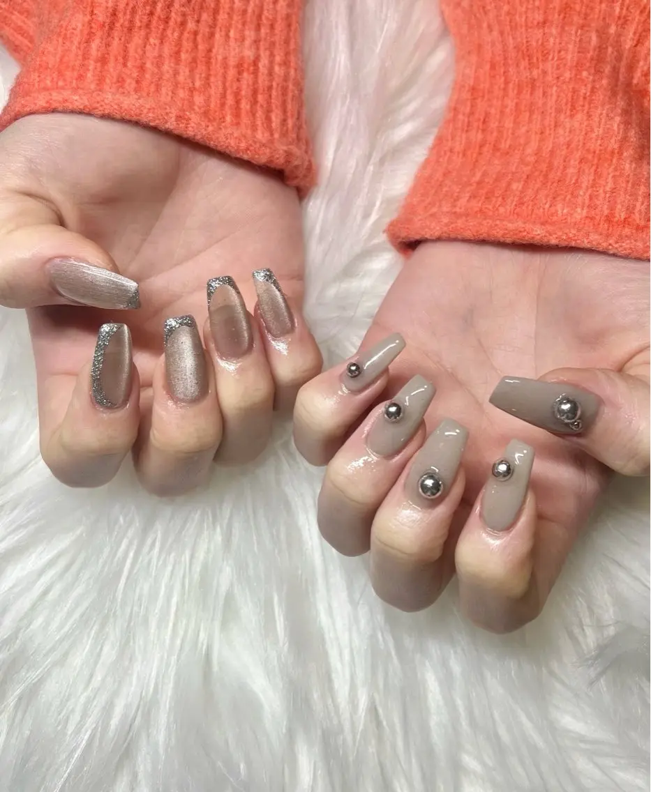 ネイル ラメ(グリッター) マグネットネイル ハンドネイル CHARME 🤎〔RINA〕のネイルデザイン