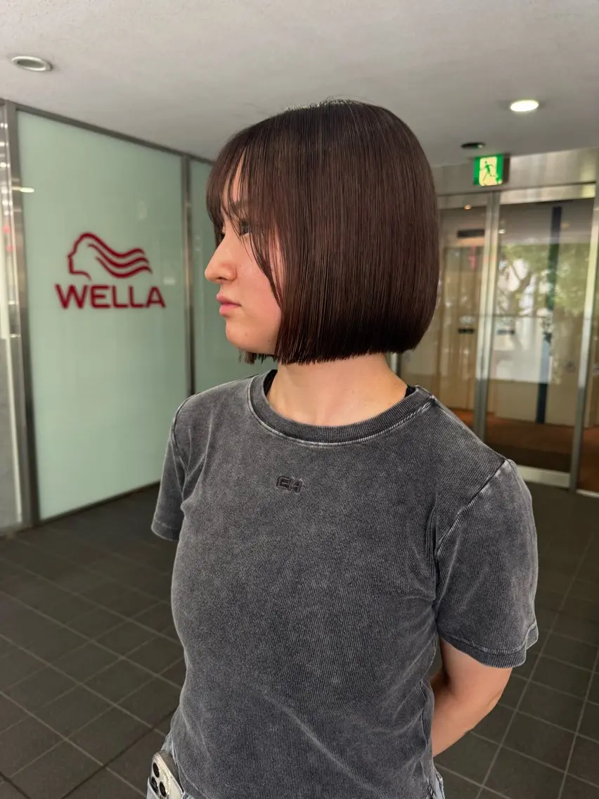 ショート カラー ボブ 福岡縮毛矯正 ブリーチなしカラーのヘアスタイル