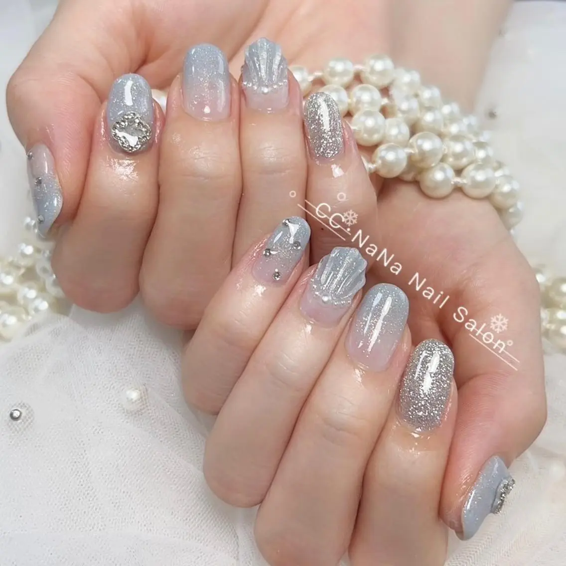 ネイル チークネイル フラッシュネイル ジェルネイル ハート キラキラネイル ハンドネイル 💎CC・NaNa 韓国風ネイル🌙Cのネイルデザイン