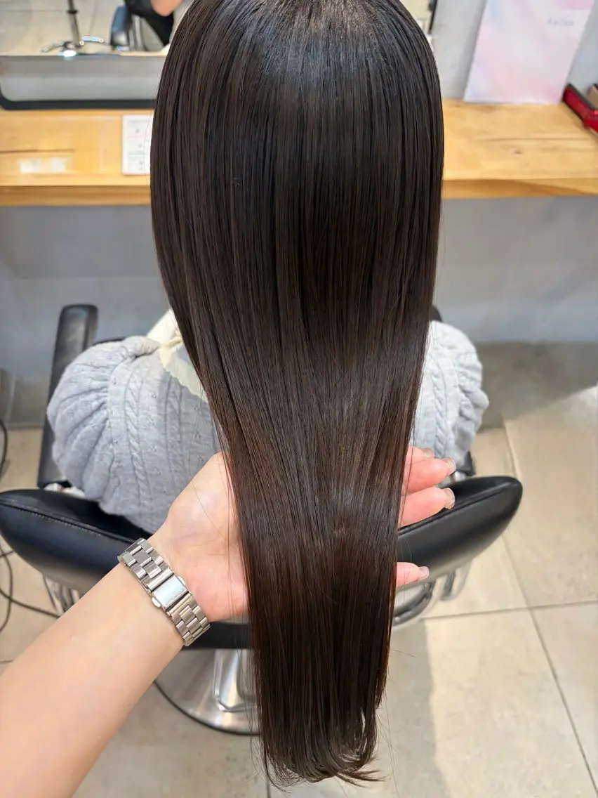 ロング パーマ 縮毛矯正 縮毛矯正 トリートメント 🌙赤み消し/韓国/ 艶カラー/suwaのヘアスタイル