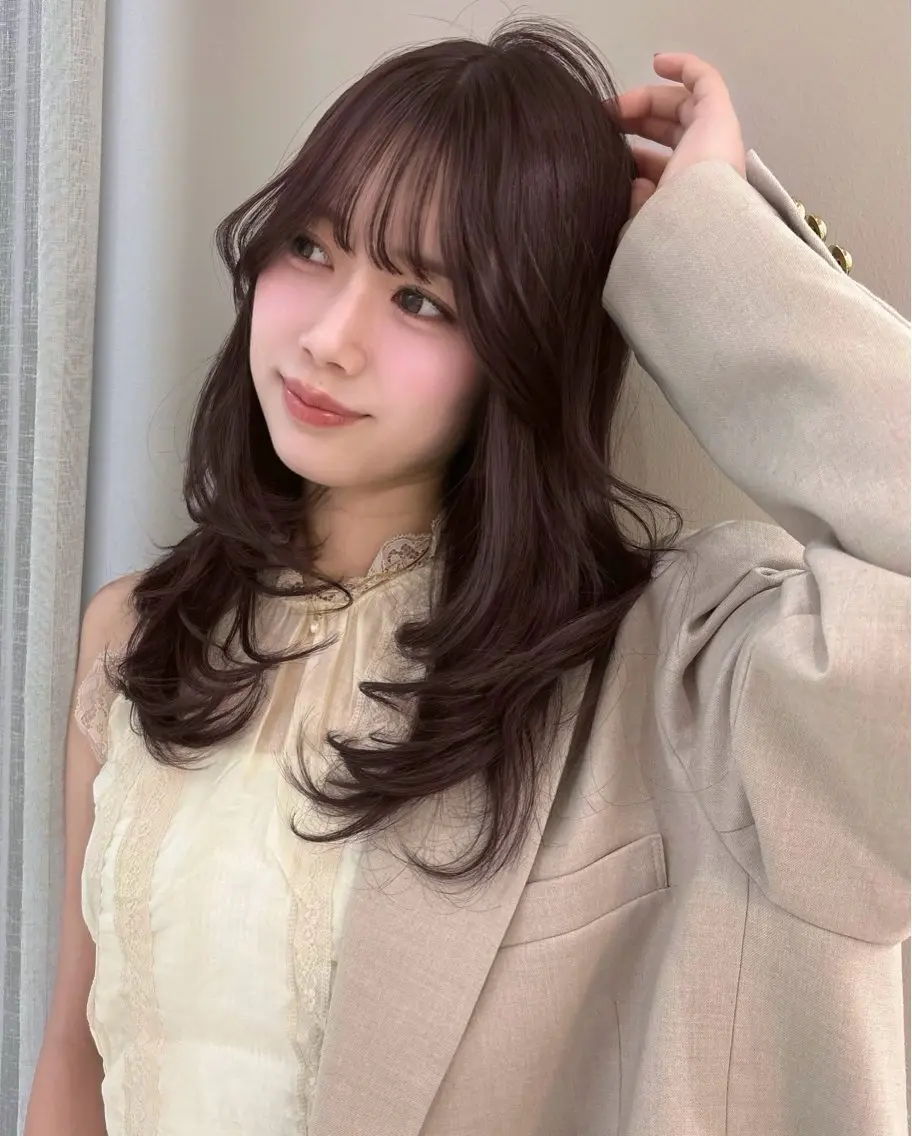 ミディアム カラー ブリーチ ブラウンカラー ショコラブラウン 透明感カラー ブリーチなしカラー カット ヘアカラー トリートメント よしだ はるのヘアスタイル