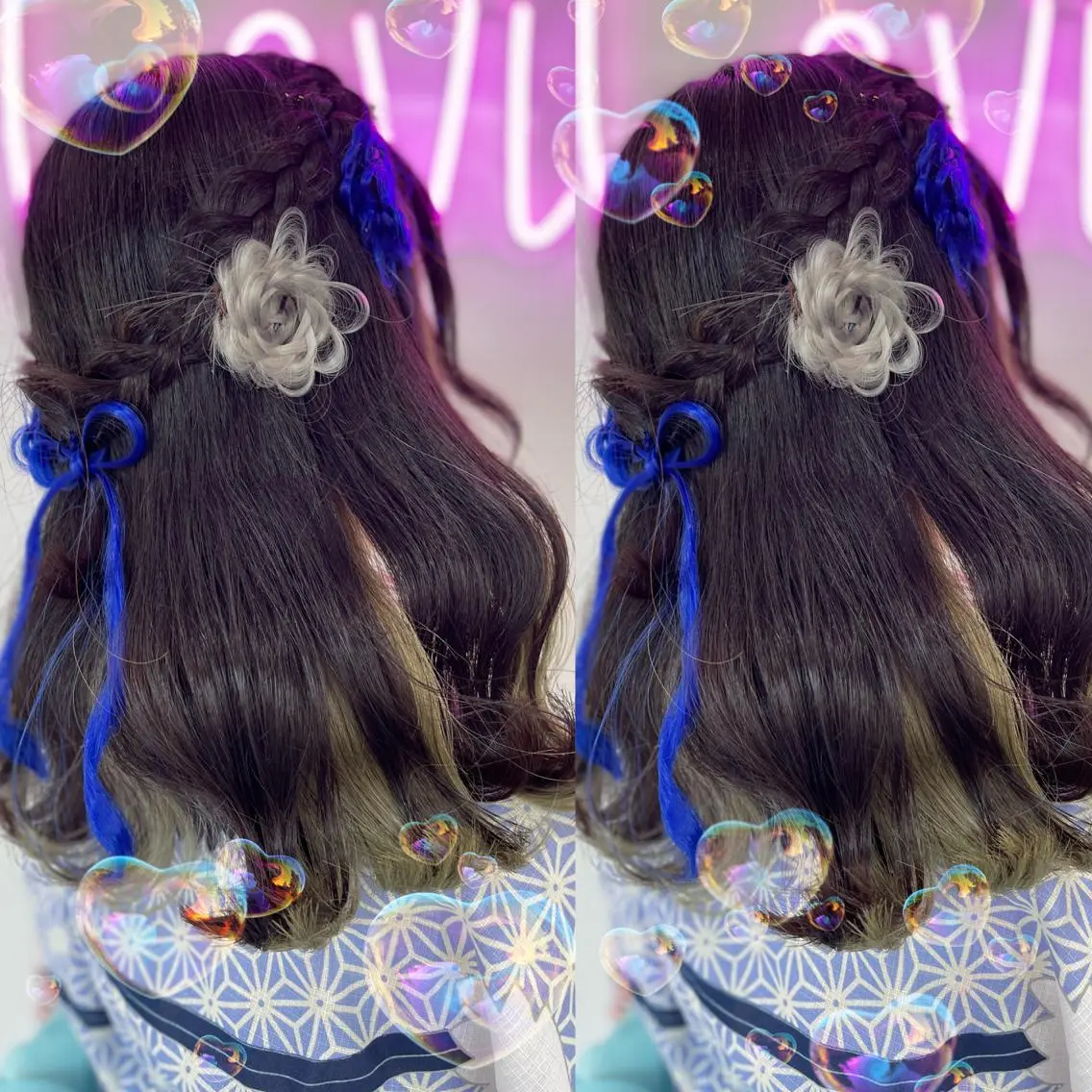 ヘアアレンジ 結婚式・ブライダル シールエクステ エクステ ウルフカット ヘアセット 🦋ami/浦和 ブリーチ/韓国🦋のヘアスタイル
