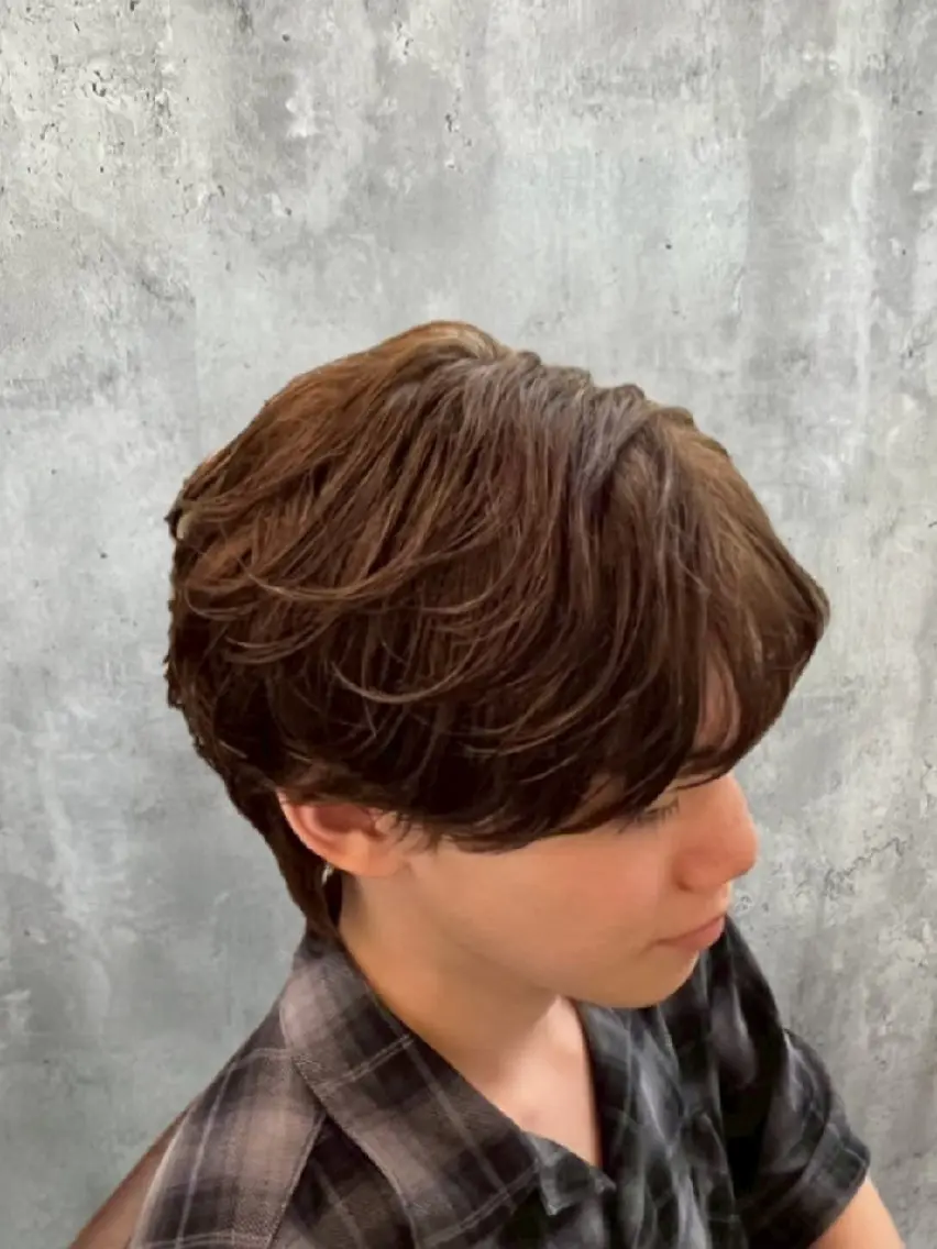 パーマ カット パーマ 🇰🇷ダウンパーマ 毛流れヘア🪽藤原のヘアスタイル