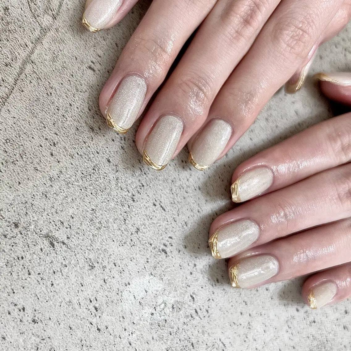 ネイル フレンチネイル ミラーネイル Maison Calin manaのネイルデザイン