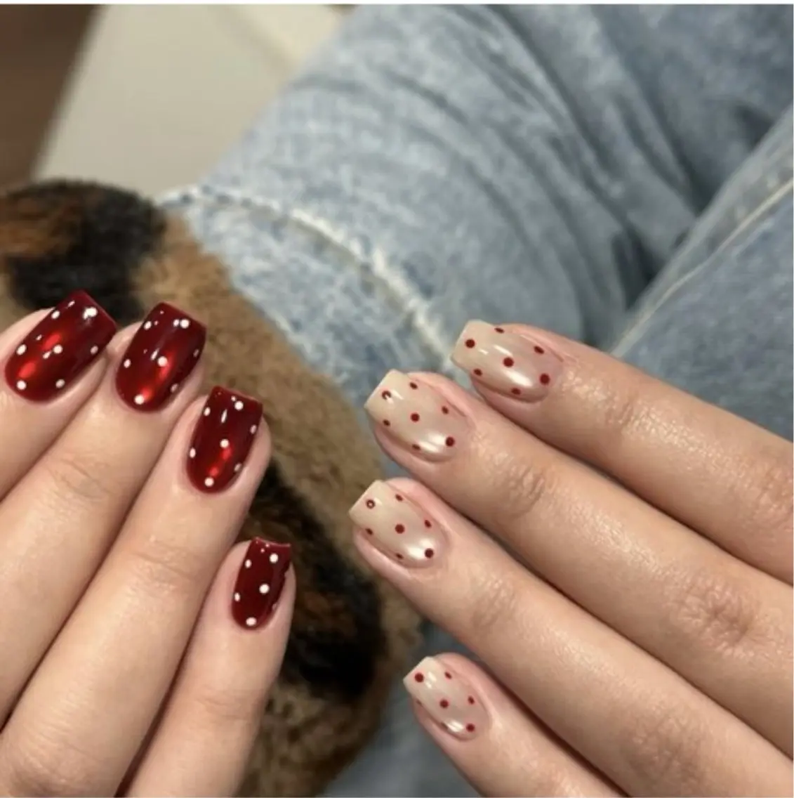 【Hand】 SNS大人気マグネットワンカラー＋ドット or ハートホロネイルの写真