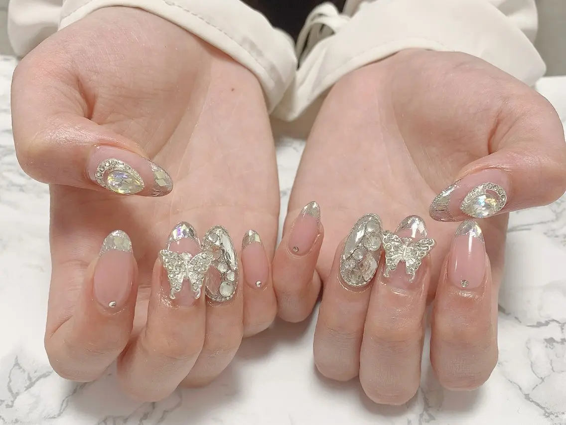 ネイル ハンドネイル はな💎ネイル ワンホン、長さ出しのネイルデザイン