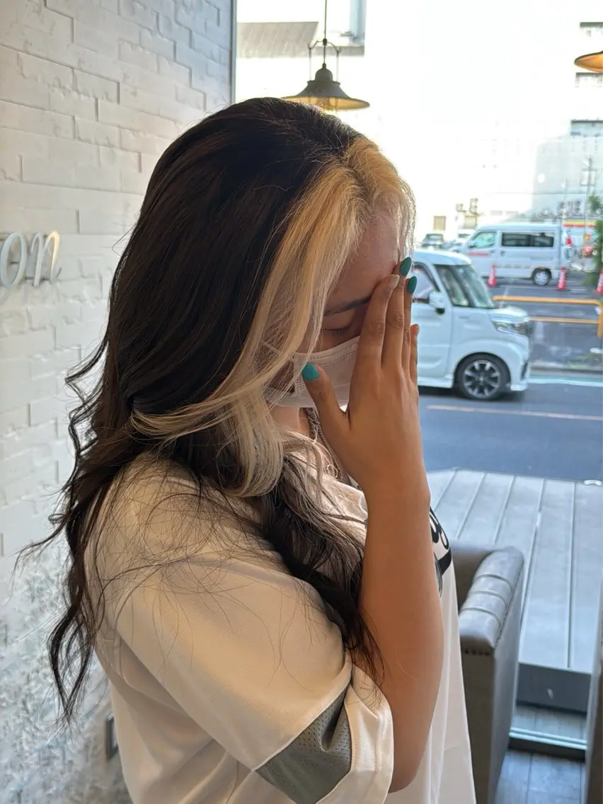 ロング カラー ミストバング  フェイスフレーミング ヘアカラー トリートメント ダブルカラー/ メンズパーマ🫧中村のヘアスタイル