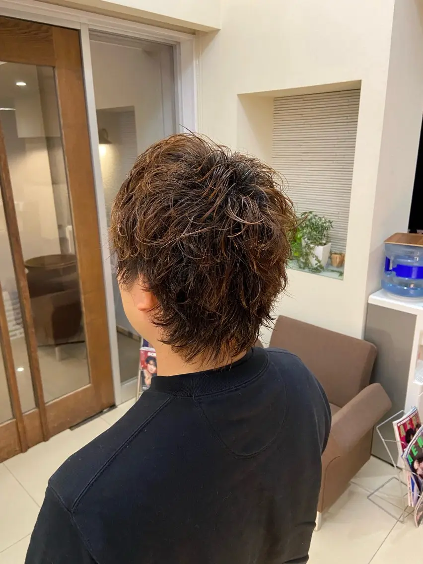 パーマ メンズ メンズパーマ MINENO🌼 ブリーチ⭐️カットのヘアスタイル