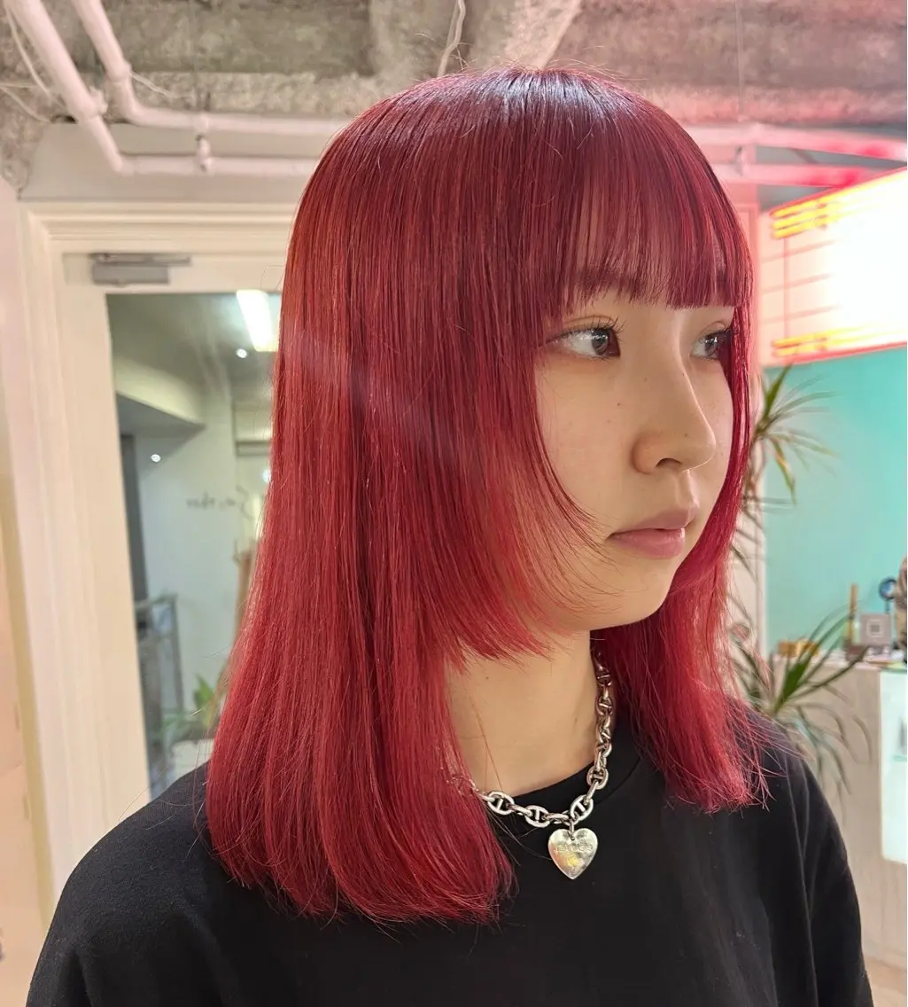 ミディアム カラー ボブ×艶カラー 特化・リクト💥のヘアスタイル