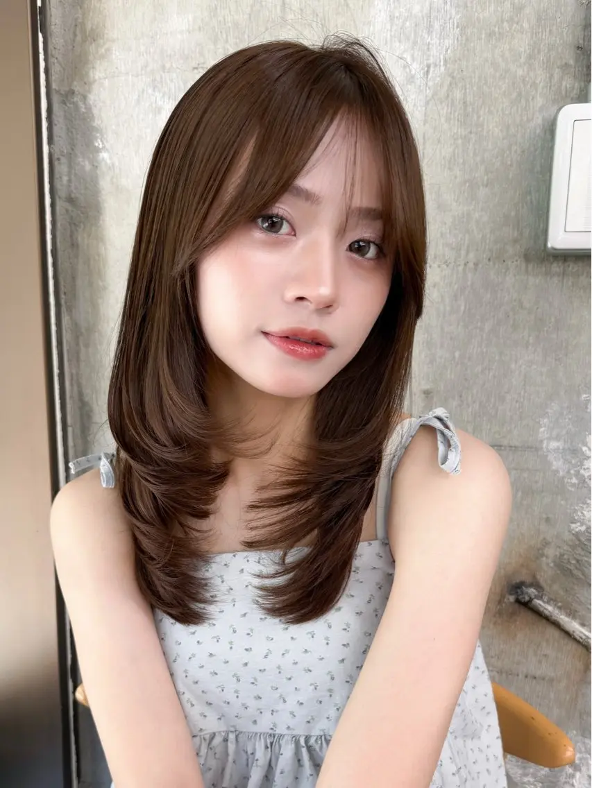 セミロング カラー ベージュカラー オリーブベージュ レイヤーカット カット ヘアカラー トリートメント 🍒暖色✖️レイヤー /Haruna🍒のヘアスタイル