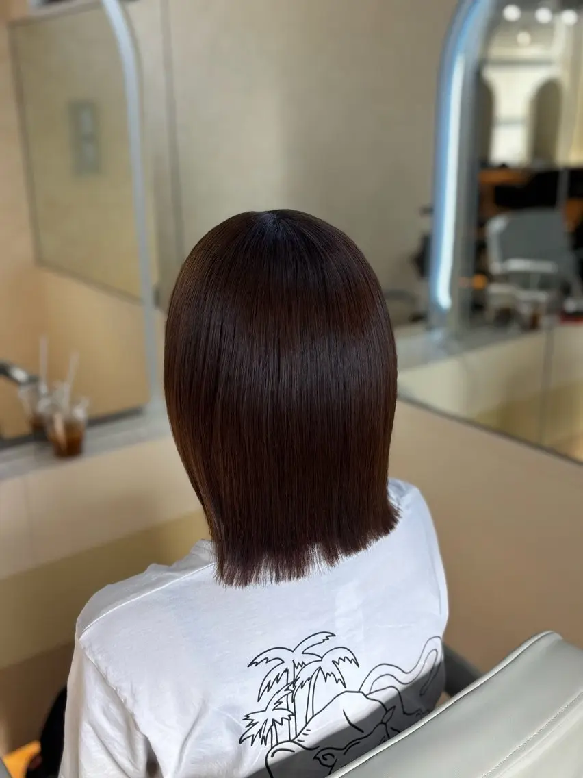 ミディアム 縮毛矯正 藤澤 友里香のヘアスタイル