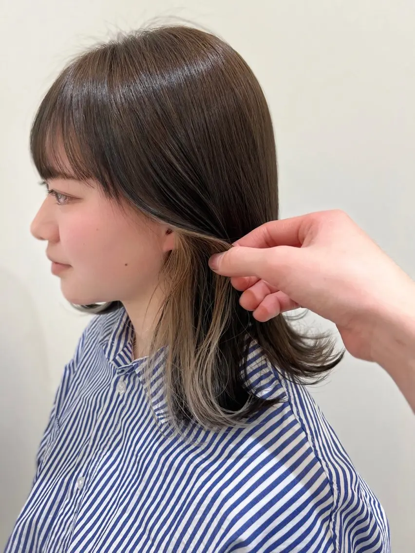 ミディアム カラー ヘアアレンジ 艶カラー/髪質改善 /顔まわり/内藤 輝のヘアスタイル