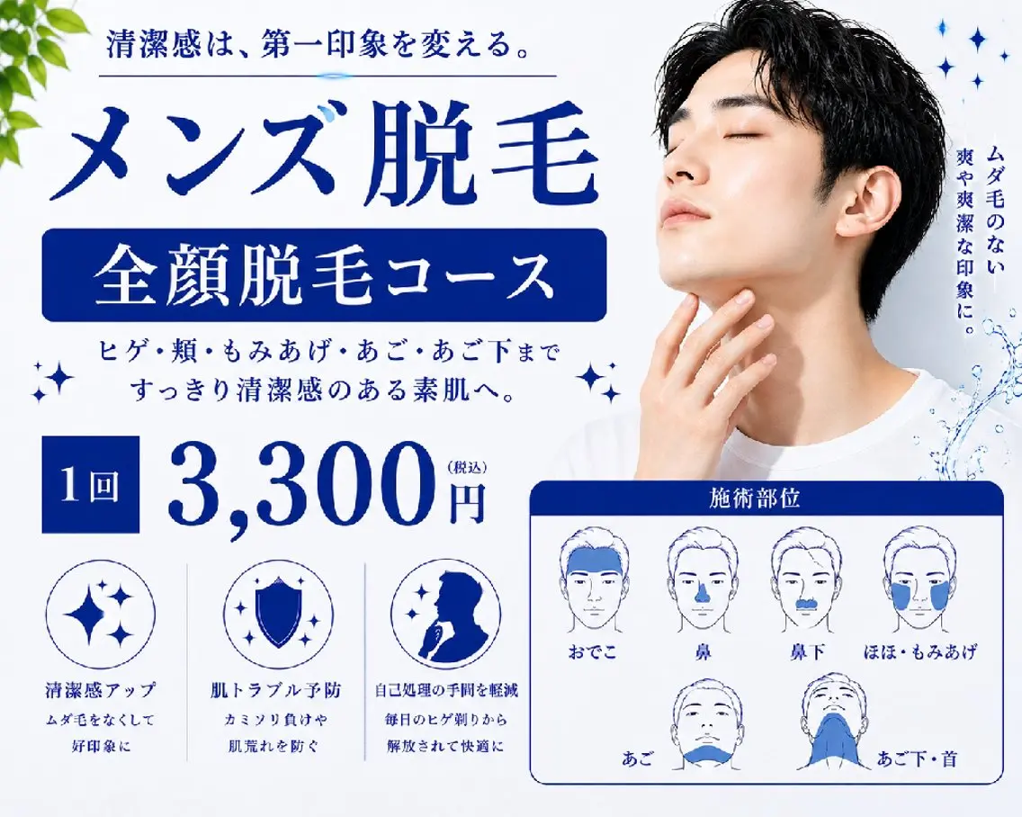 (1番人気🌟)メンズ全顔脱毛コースの写真