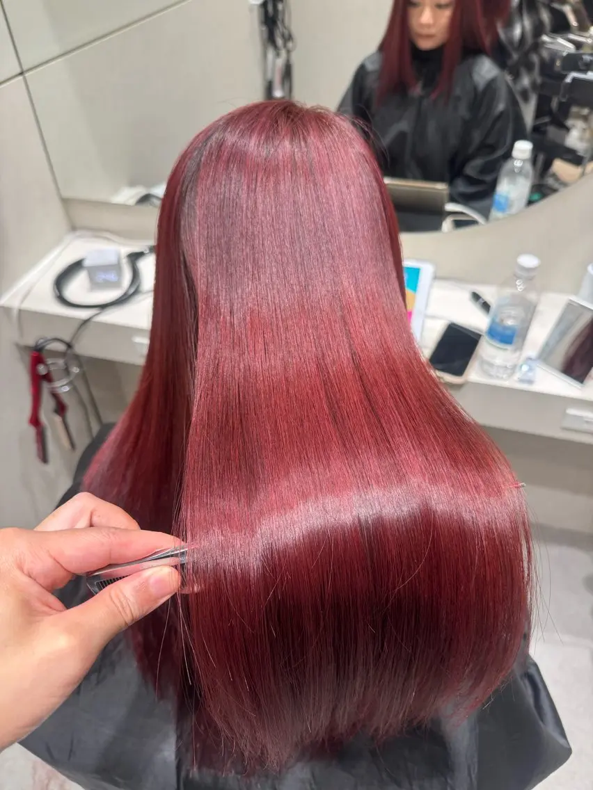ロング パーマ 縮毛矯正 美髪矯正/縮毛矯正 ブリーチ矯正のヘアスタイル