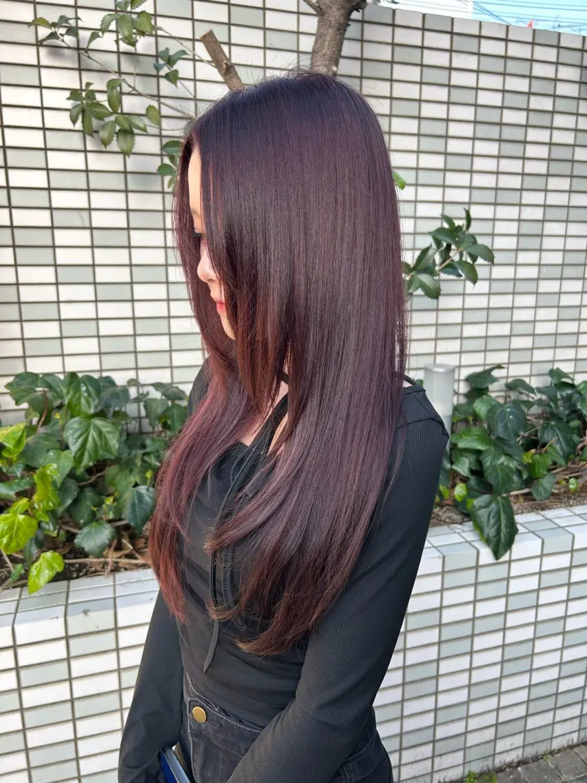 ロング カラー 黒髪 ブリーチ ダブルカラー ピンクカラー IMARI /のヘアスタイル