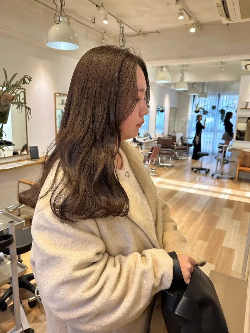 セミロング カラー ブラウンカラー カット ヘアカラー トリートメント ヘッドスパ REINA☁️透明感 カラー/ぷつっと♡のヘアスタイル