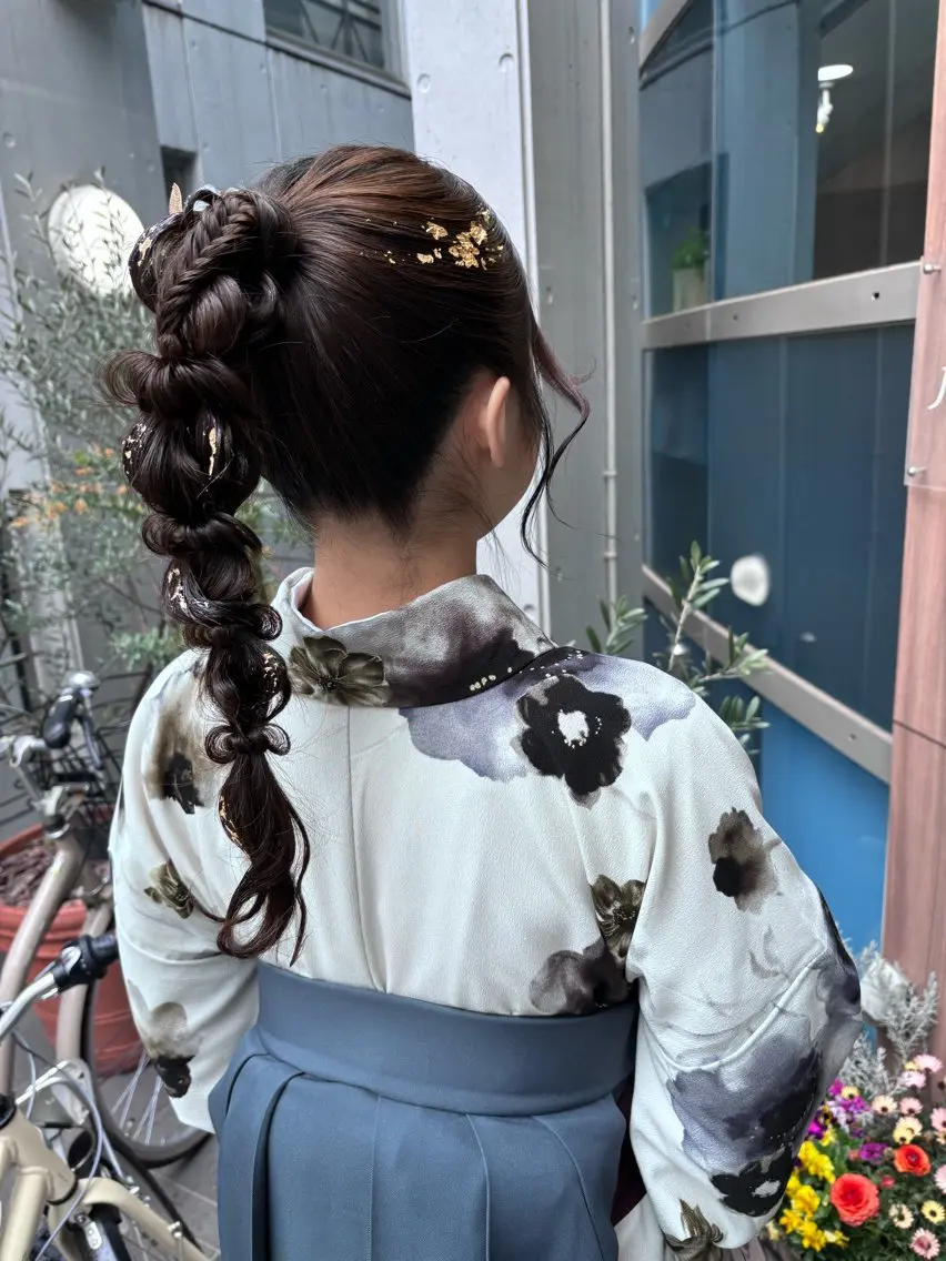 セミロング ヘアアレンジ 着付け しみず さくら🌸のヘアスタイル