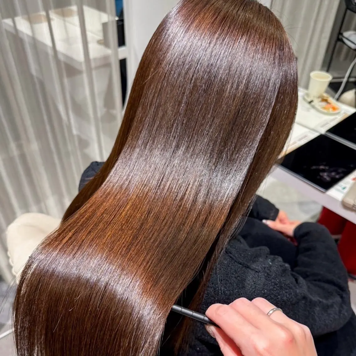 ロング チョコレートブラウン 髪質改善 ロング トリートメント BALANCE. 弥央のヘアスタイル
