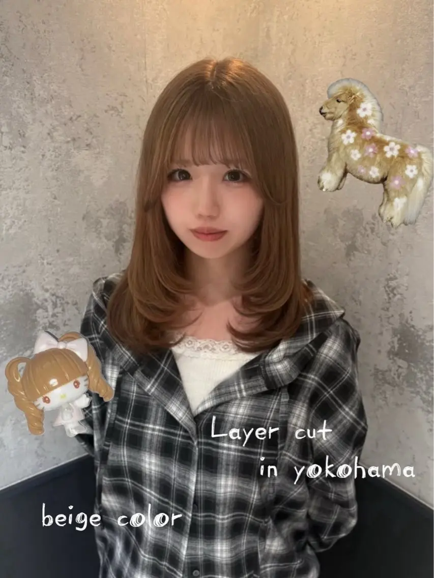 セミロング レイヤーカット カット ヘアカラー 🎼デザインカラー ヘアメ たま🎀のヘアスタイル