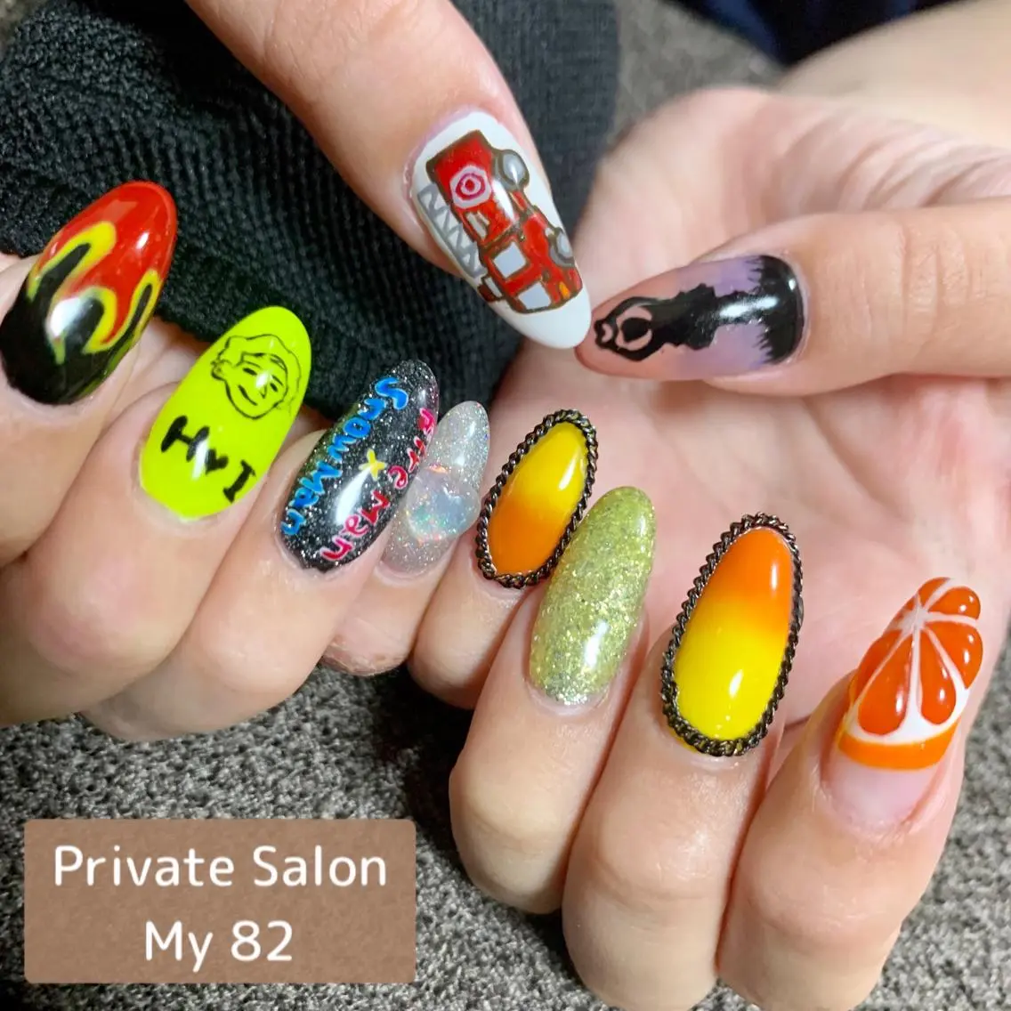 ネイル オレンジ Private Sa lon  MARLOのネイルデザイン