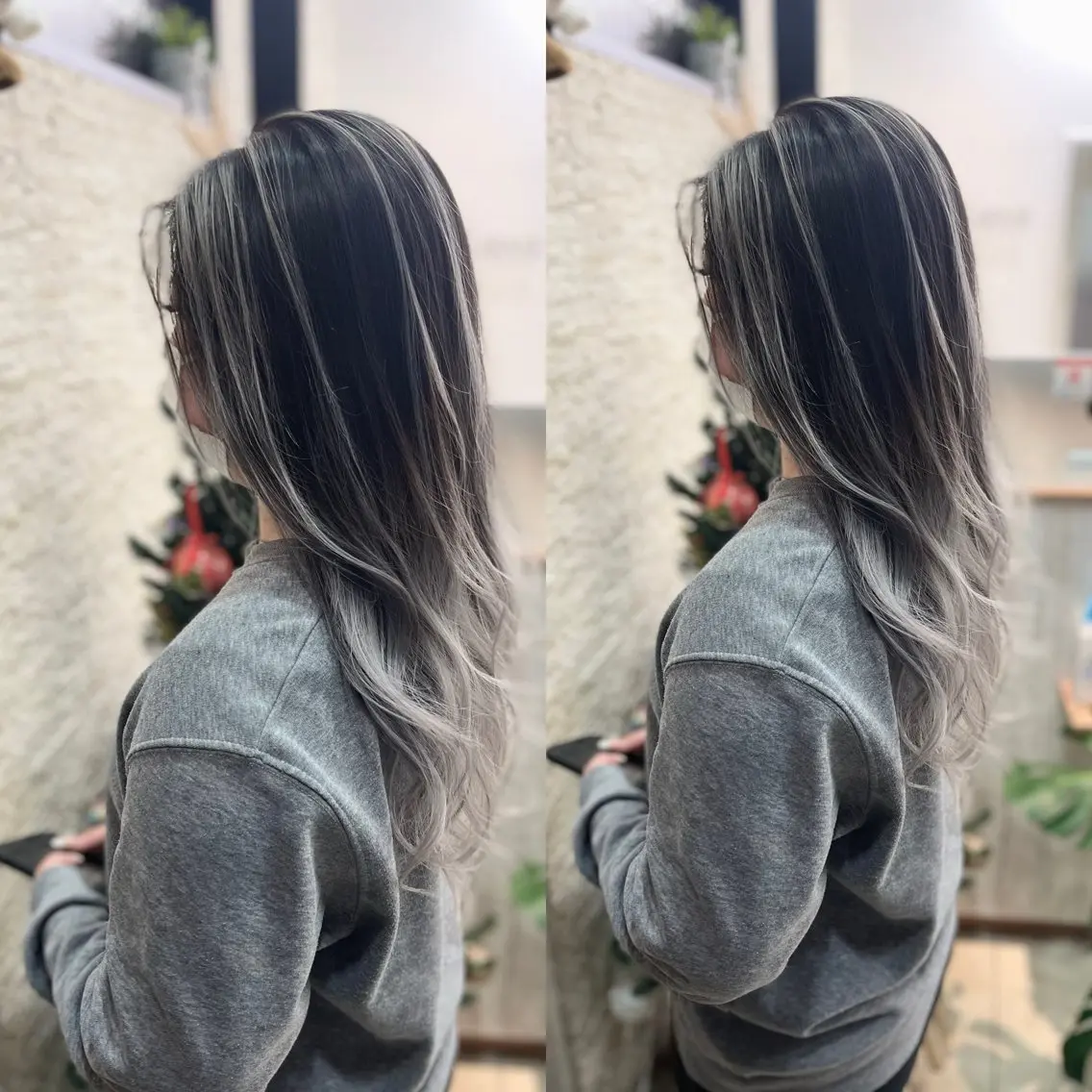 セミロング ヘアカラー Y Uのヘアスタイル