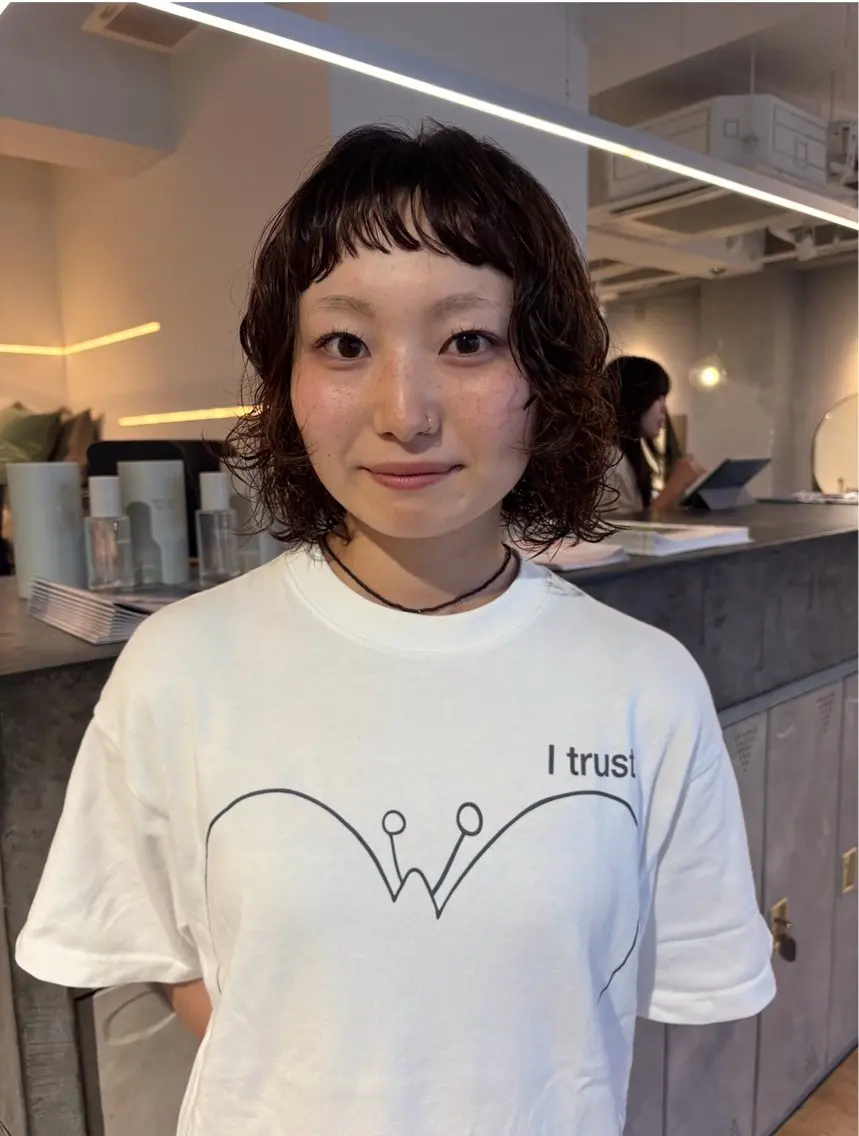 ショート パーマ ボブ カット パーマ 大阪/似合わせパーマ ヤマシタミウのヘアスタイル