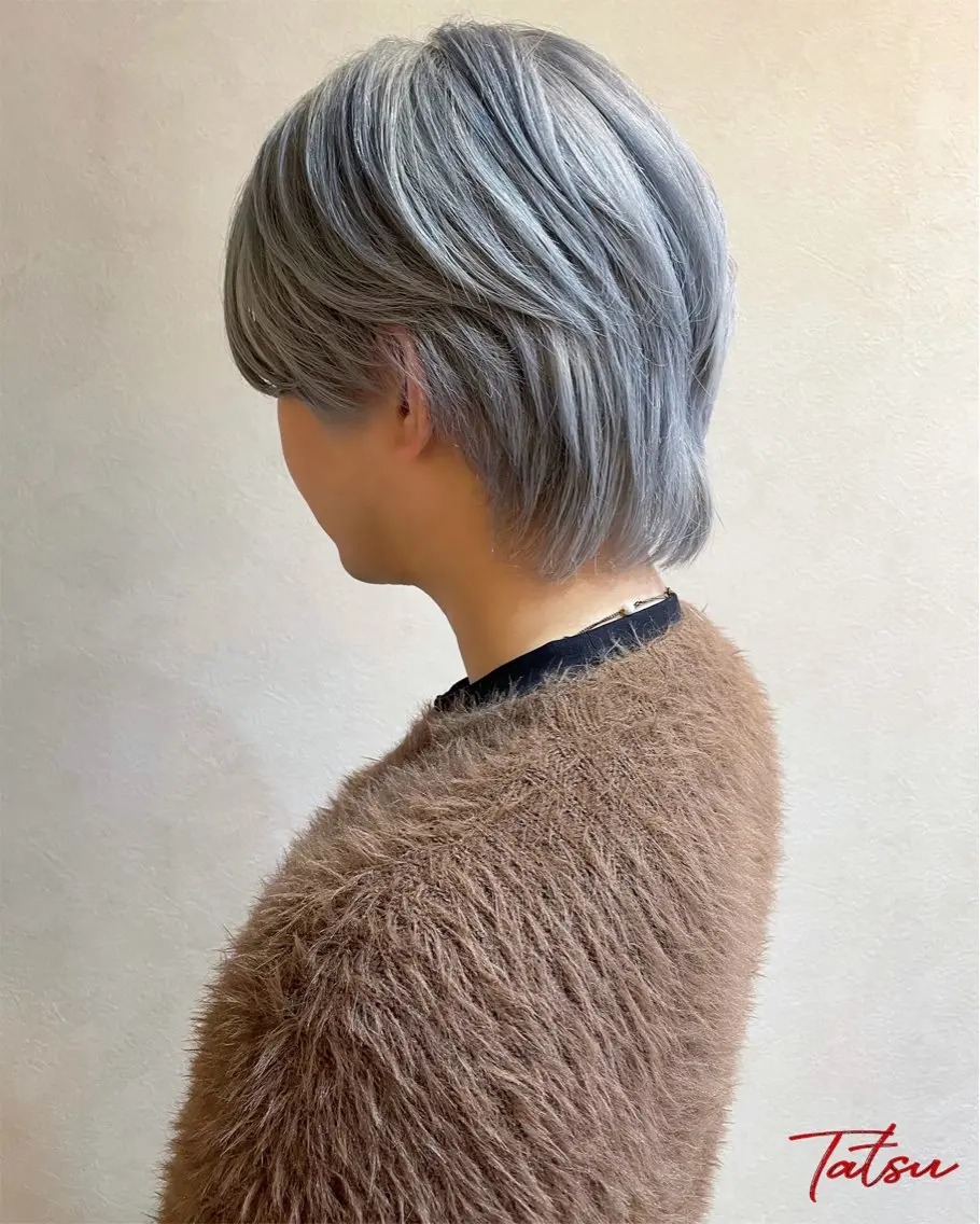 ショート カラー メンズ カット ヘアカラー トリートメント Tatsu/newi 大分 ハイトーンのヘアスタイル