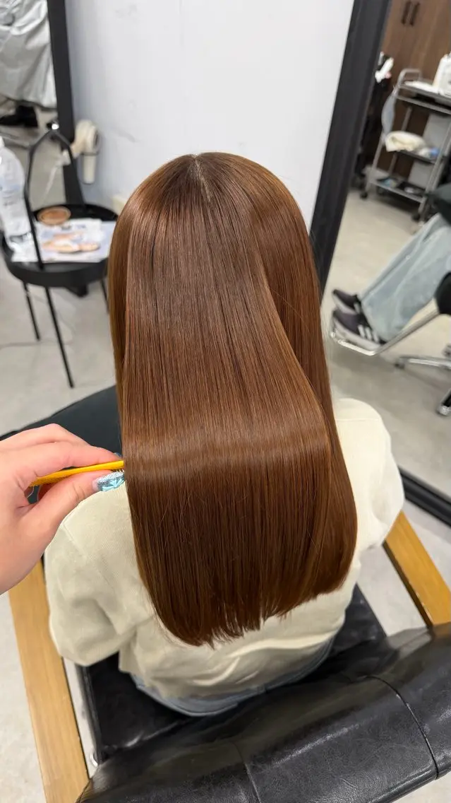 ロング 縮毛矯正 トリートメント 入江 桃花のヘアスタイル