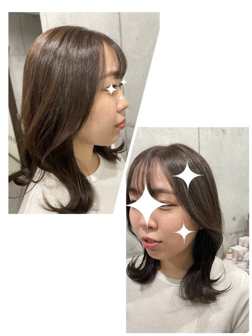 ミディアム カット ヘアカラー トリートメント 💫newi💫村上 孝一のヘアスタイル