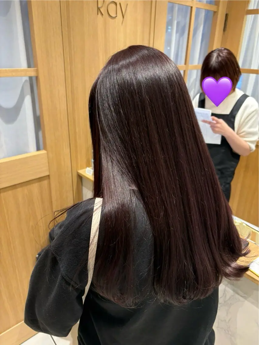ロング カラー パープルカラー レッドカラー 脇尾 百花のヘアスタイル