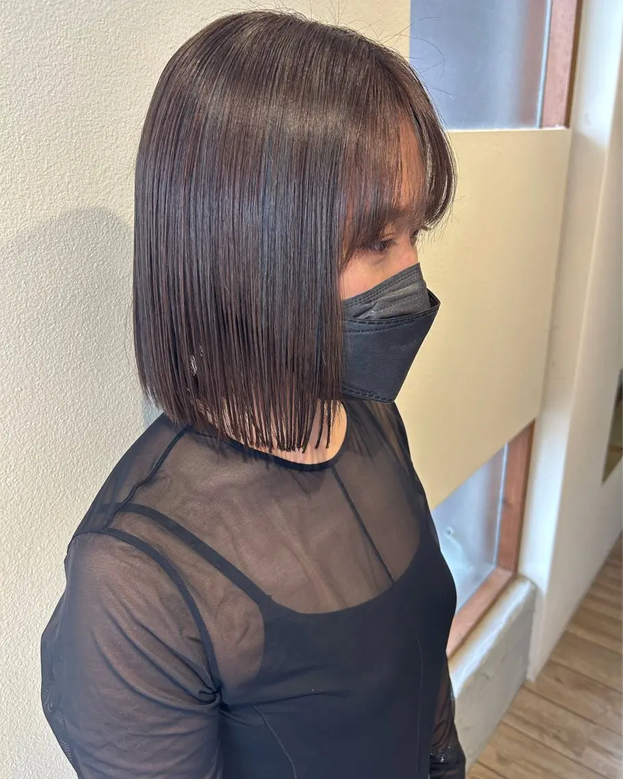 ミディアム 切りっぱなしボブ ボブ 仁木 彩奈のヘアスタイル
