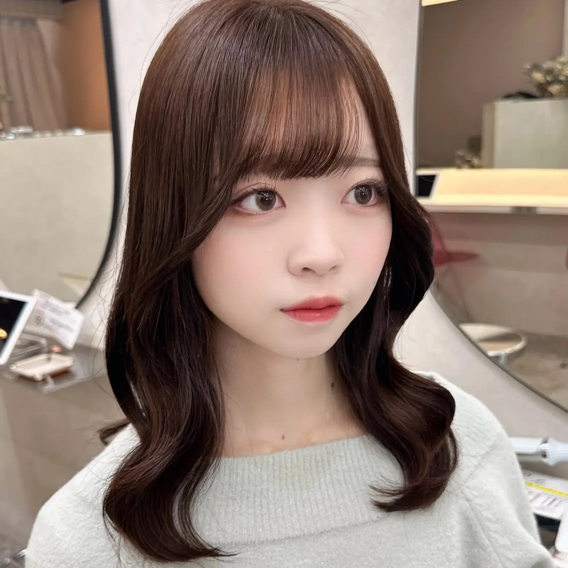 ミディアム カラー カット ヘアカラー トリートメント Rio🎀ブリーチ なし透明感♡顔周り♡のヘアスタイル