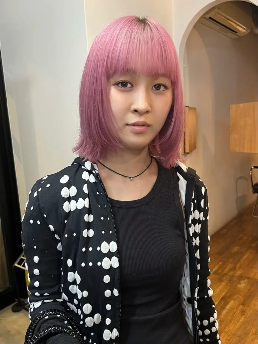 ショート カラー ブリーチ ピンクカラー ヘアカラー 🤍ボブ/顔周り カット/🤍honoのヘアスタイル